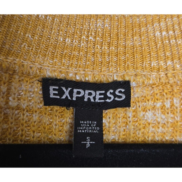 Vintage Express Sweater Small Yellow Slouchy Flare Sleeve Oversized Rib Knit Y2K - Picture 4 of 9